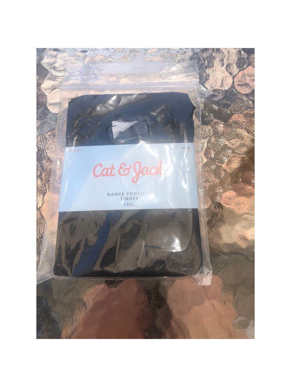 Cat & Jack NWT Girl's Dance Footless Tights Black Size 4-6